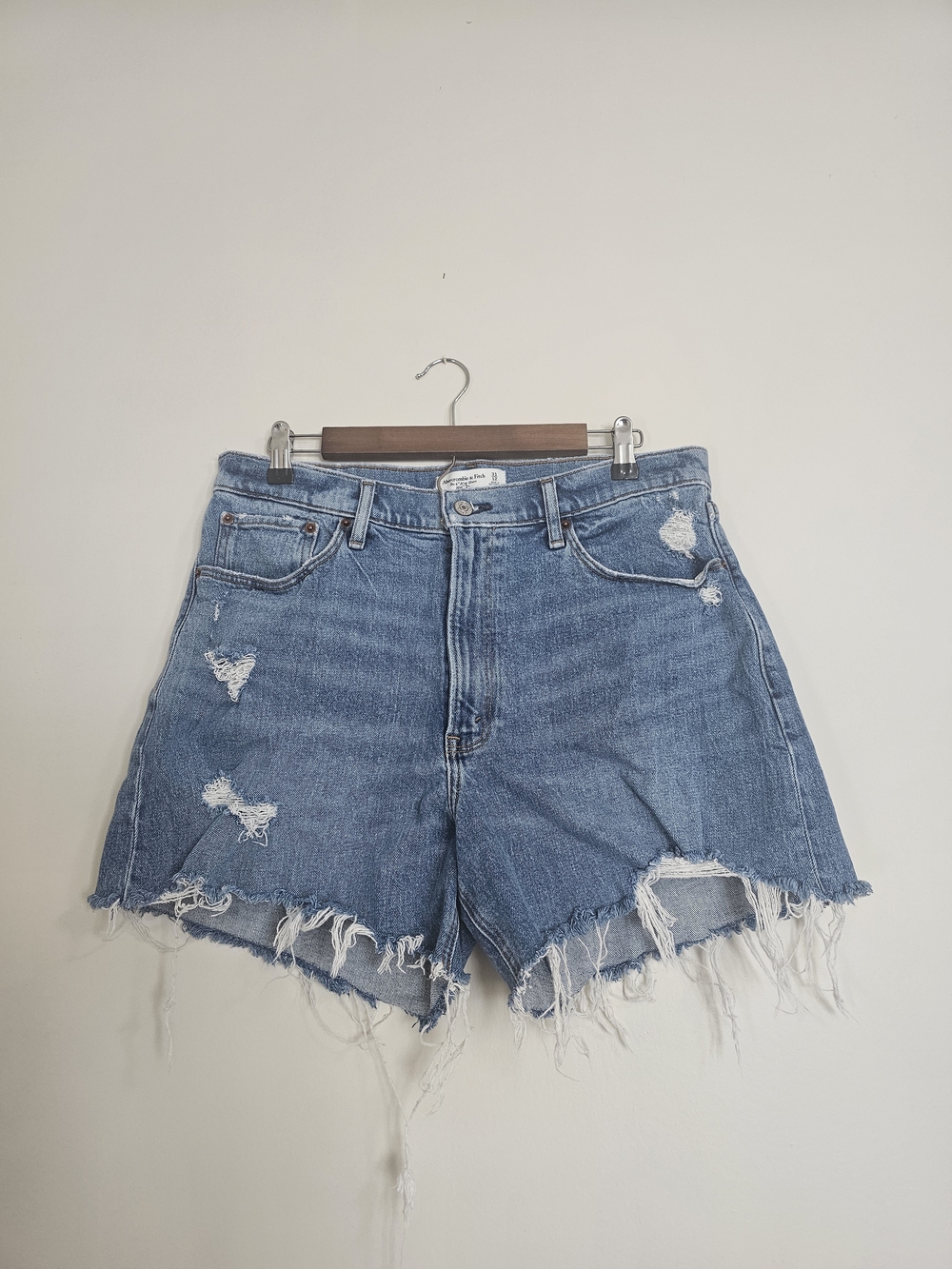 Abercrombie & Fitch Distressed Light Blue Denim Cutoff Shorts